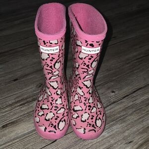 Hunter Kids Pink Leopard Rain Boots